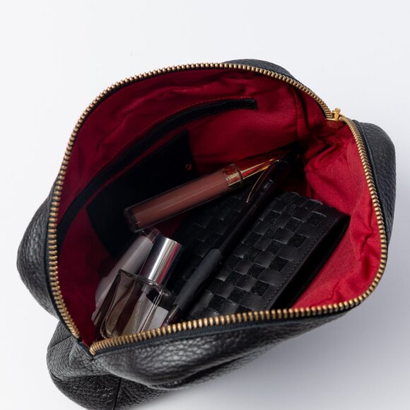 Leather Suede Woven Makeup Case - Picture 2 of 2